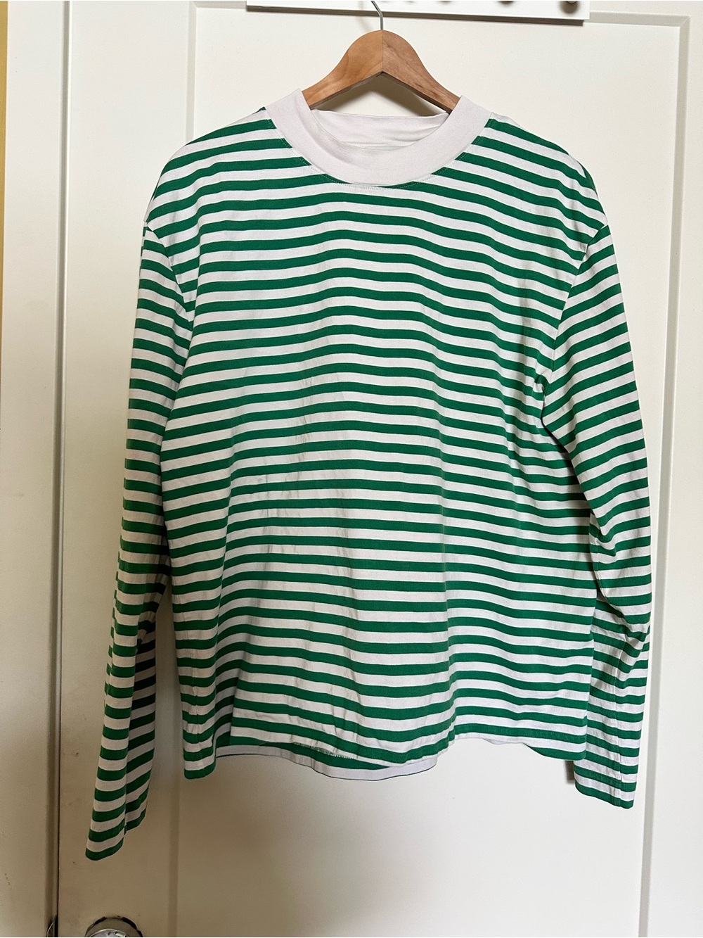 COS Green and White Striped Long-Sleeve Tee
